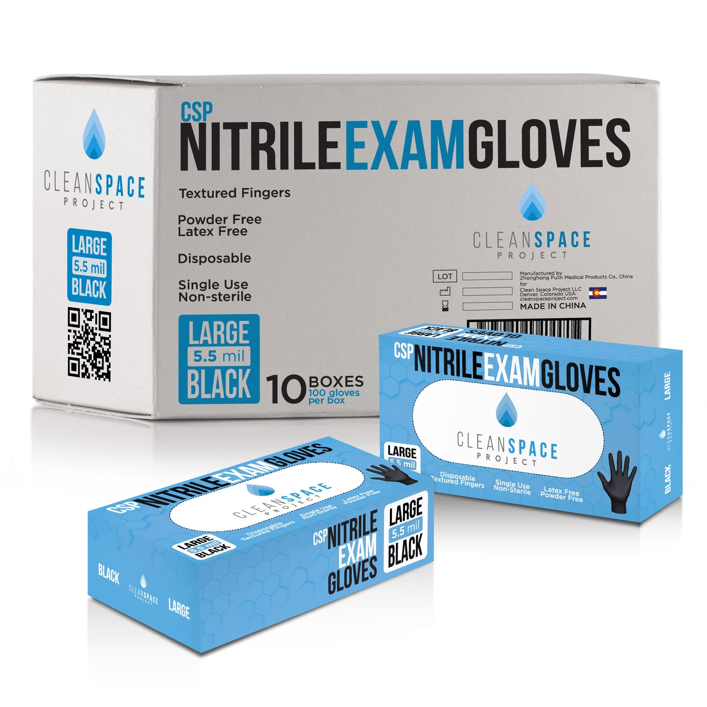 CSP Nitrile Gloves-5.5 mil black