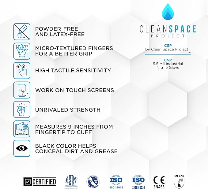CSP Nitrile Gloves - 5.5 mil Black